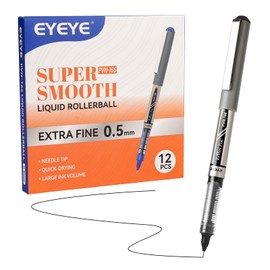 EYEYE Needle Rollerball Pens Extra Fine Point 12 Pack, 0.5mm Black Pen Quick Dry, Liquid Ink Pens Fine Point Smooth Writing Pen for Journaling, Note Taking, Office, School Supplies