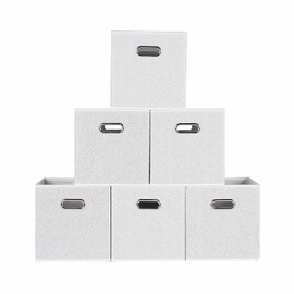 ENOVA HOME Fabric Storage Bins with Metal Handles Collapsible Storage Bins Storage Basket Fabric Organizer Storage Organization (Set of 6)