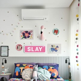 Funny Poster Street Sign Decor 6" x 15" - Slay St for Bedroom, Dorm, Teen Room - Pink Cool Room Decor Aesthetic