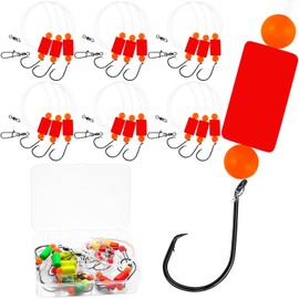 Vipfish Pompano Rig for Surf Fishing - 6 Pack Pompano Rigs Saltwater for Pompano Bait, Whiting Rigs - Pompano Floats,2/0 Fishing Hooks,Mono line and Crane Swivel Snaps