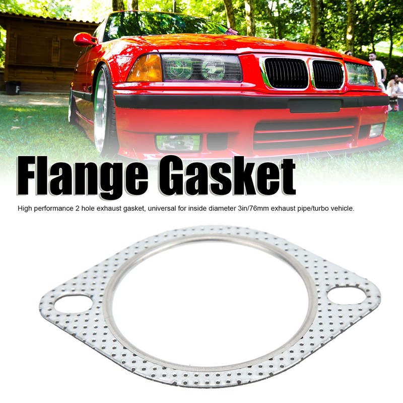 Exhaust Pipe Gasket, 2 Panel Flange Gasket, Universal 3 Inch