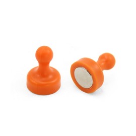 High Power Orange Skittle Magnet for Fridge, Office, Whiteboard, Noticeboard, Filing Cabinet - 19mm dia x 25mm tall - Pack of 2