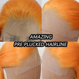 Towarm Orange Wig Long Straight Synthetic Lace Front Wigs Pre Plucked Natural Hairline with Baby Hair for Black Women Bright Orange Ginger Heat Resistant Fiber Hair Cosplay Daily Wear Wig (Orange)