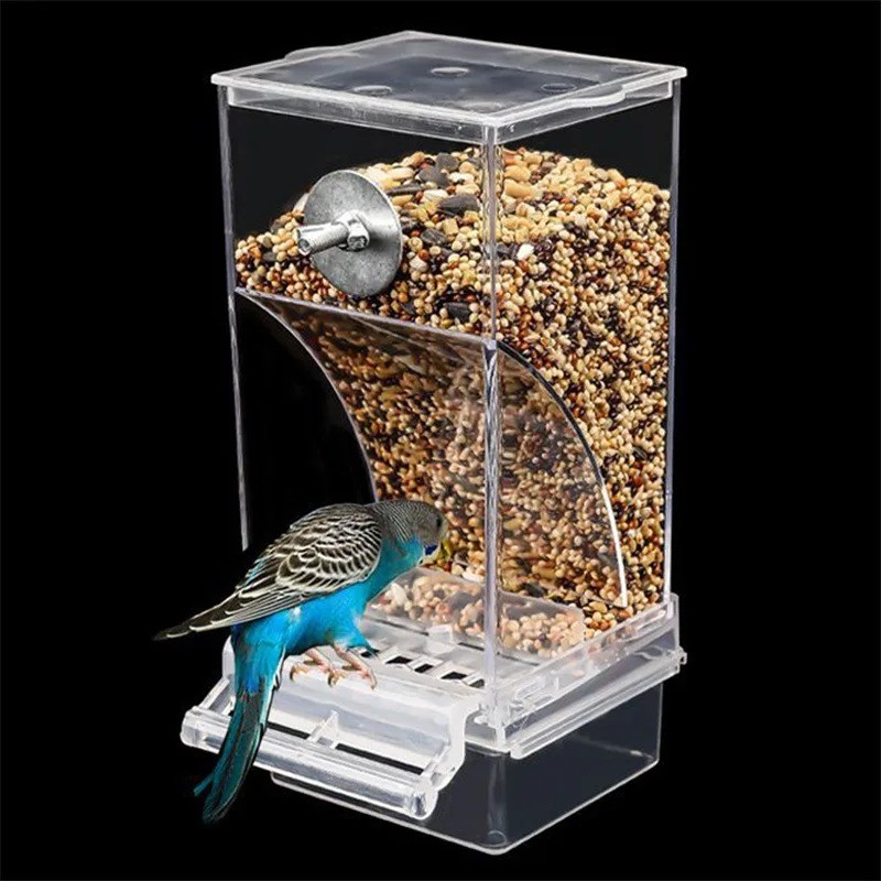 Acrylic No Mess Bird Feeders Automatic Parrot Feeder Drinker Food