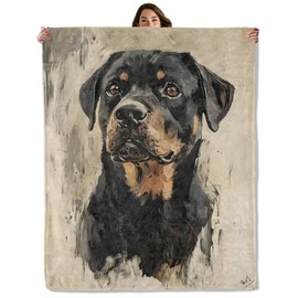 Rottweiler Dog Throw Blanket for Boys Girls Kids Adults Women, Fuzzy Warm Soft Cozy Flannel Blankets Gifts for Bedroom, Couch, Travel, Home Decor 50x60 in