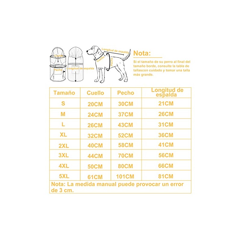 Impermeable para Perros con Capucha con Rayas Reflectantes，Ajustable，Resistente al Agua,