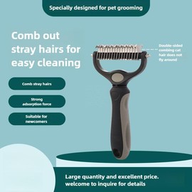 Pet Comb Ultimate Dog Grooming Set: Professional Deshedding Brushes for Dogs & Cats – Perfect for Long-Haired Breeds, Flea Removal, & Dematting (Grey, For Large and Medium Dogs)