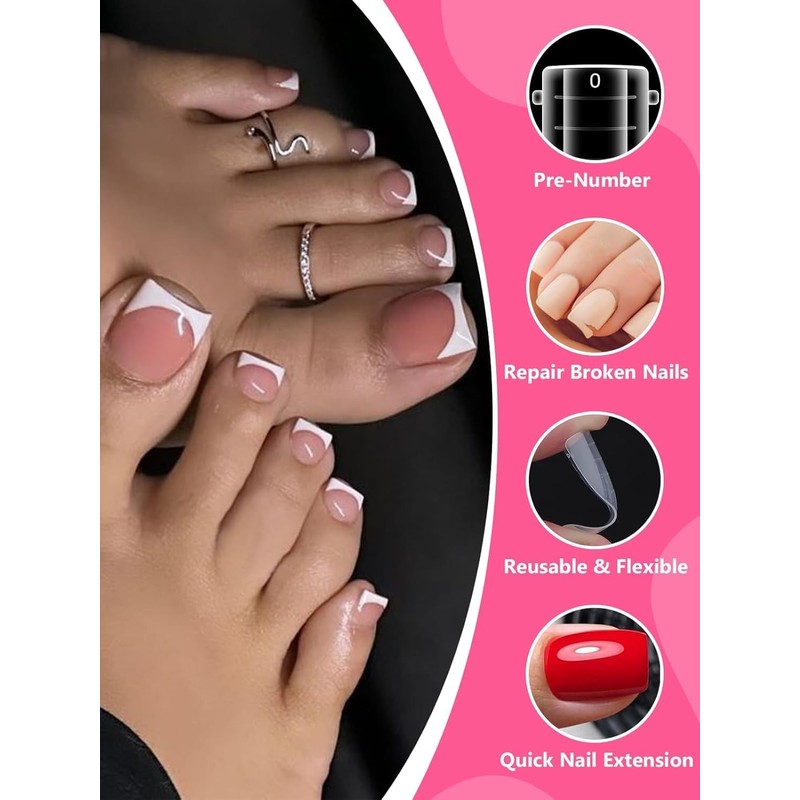 EBANKU Pack of 120 Poly Gel Nail Shapes for Toes,