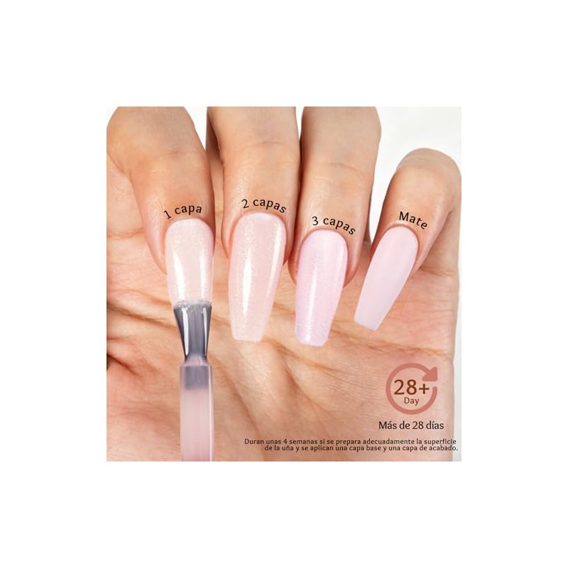 CHERIMOYA Esmalte en Gel Rosa Claro Glitter para Uñas 8m