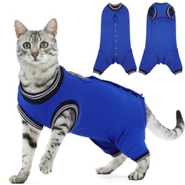 LelePet Cat Recovery Suit for Hind Legs, Surgery Recovery Suit for Cats After Surgery, Anti-Licking E-Collar Alternative Post Surgery, Long Rear Sleeve Wound Cover Abdomen Kitten Onesie, RoyalBlue L