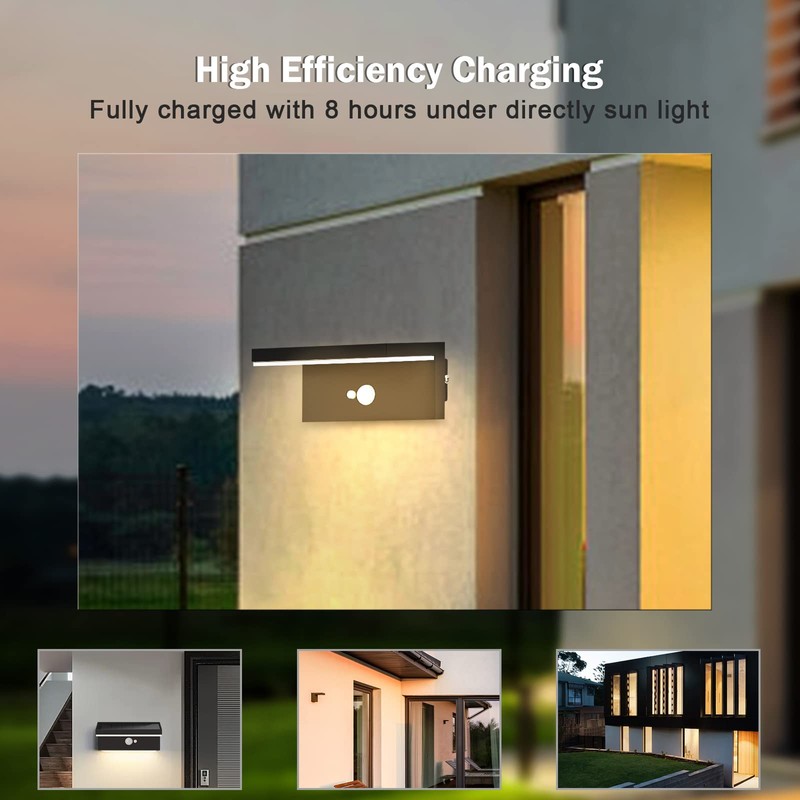 Lustrlach Solar Motion Sensor Wall Lights Outdoor Waterproof LED Solar