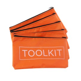Zeizafa 5 Pieces Zipper Storage Bags Storage Waterproof Oxford Cloth Tool Bag Orange 19.5x10cm/7.7x3.9inches