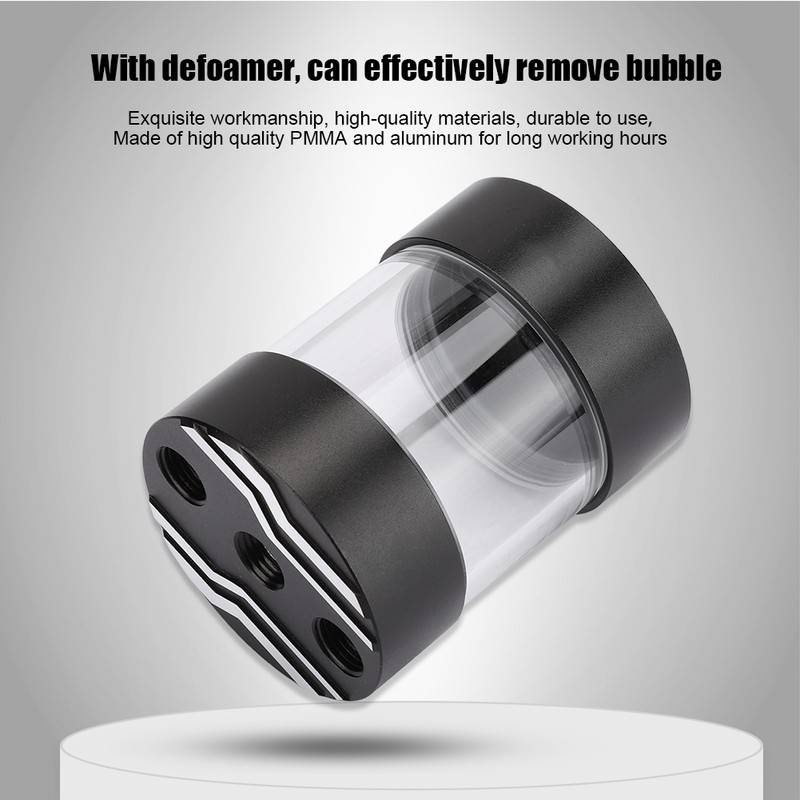 Black Computer Water Tank Built In Defoamer Cooling Reservoir G1/4