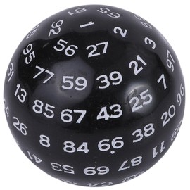 Rubonarie 100 Sided Dice Polyhedral Dice Black White Board Game 100 Polyhedral Multisided Dice Polyhedral Acrylic Dice 50mm (White Letter)