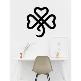 Yuzhuo St Patricks Day Decorations Irish Shamrock Leaf Wall Art Metal Clover Wall Hanging Good Luck Clover Home Decoration for Bathroom Laundry Room Farmhouse Home Office (Black)