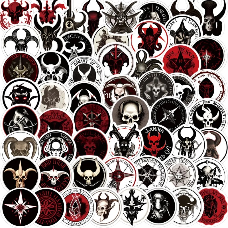 Calaveras Signos Góticos 50 Calcomanias Stickers Pvc Vs Agua Calaveras