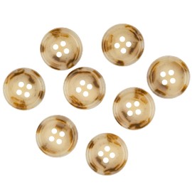 Mibo Buttons & Accessories 10pcs Urea Imitation Horn Suiting & Coat Button - 4 Hole - Classic Shape - 28L(18mm) - Beige Brown Mix