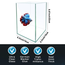 iPriro Ultra White Glass Betta Aquarium Starter Kits 1.5 Gallon Small Fish Tank, Betta Fish Tank with LED Light, Power Filter, 4mm Glass