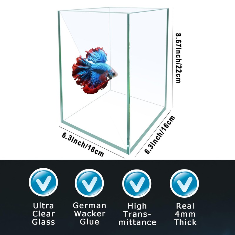 iPriro Ultra White Glass Betta Aquarium Starter Kits 1.5 Gallon