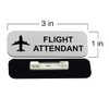 Flight Attendant 1 x 3" Name Tag/Badge, Silver, (3 Pack)