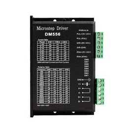 DM556 Stepper Motor Driver, DC 20-50V 5.6A DSP Digital Stepper Motor Driver, 42/57 Stepper Motor Driver, Low Noise 8 Levels Adjustable with Temperature and Overcurrent Protection