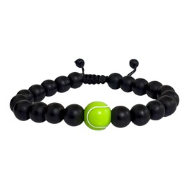 Pulsera Negra Hombre - Pulsera Pelota Tennis Pulsera Tenis - Pulsera Blanca - Pulsera Negra Onix - Pulsera Hombre Con Dije (Negro)
