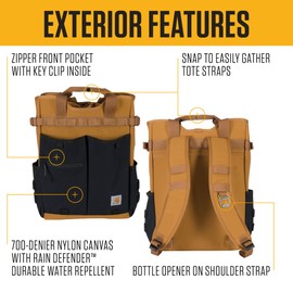 Carhartt 28L Nylon Cinch-Top Convertible Tote Backpack, Durable Pack with Laptop Sleeve, Blind Fatigue Camo