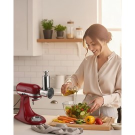 Stainless Steel Slicer Shredder Attachment for KitchenAid Stand Mixer, Large-Capacity Vegetable Slicer & Cheese Grater with 3 Stainless Steel Blades, Dishwasher Safe Food Processor Accessory by Rafbar