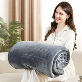 buzzkick Heated Blanket Full Size, 2025 Upgraded 72"x84" Dual-Spiral Electric Blanket 10 Hours Auto-Off 8 Heat Level Over-Heat Protection Flannel Sherpa Big Heater ETL Certification Machine Washable