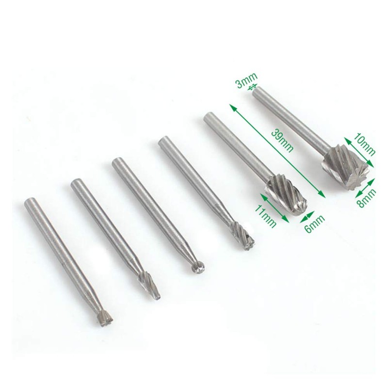 ANCLLO 6PCS Mini Multi Drill Bits Wood Rotary Burrs Milling