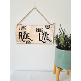 The Plum Penguin Handmade Wooden Hanging Wall Plaque Ride to Live Motorbike Enthusiast Bike Harley Decorative Sign Man Cave Garage