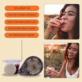 The Miracle Meal Easy Open Larger Tab - The Miracle Meal Pre Filled Traditional Communion Cup - Box 100 with wafer and 100% Concord grape juice.