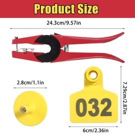 JOUTYFOR Cattle Ear Tags Numbered 001-100 with Pliers, Plastic Livestock Animal Ear Tag for Cows Goats Sheep Pigs Animal Identification Earring Tagger