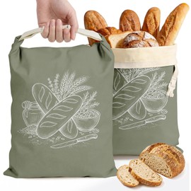 Britimes Beeswax Bread Bags, 2 Pack Cotton, Large 17x13 in, Botanical Sage