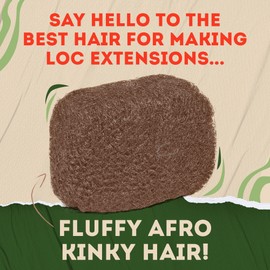 Locsanity Afro Kinky 100% Bulk Natural Human Hair - Braiding Hair for Dreadlocks, Loc Repair, Dreadlock Extensions, Twists, Braids - 16 Inches Long, 1 Oz
