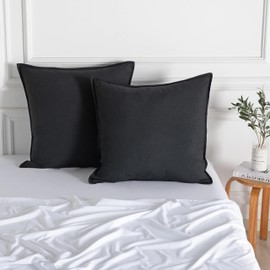 CleverPolly Vintage Washed Microfibre European Pillowcases - Ultra Soft, Comfy, Hypoallergenic, Breathable Bed Pillowcases - Set of 2 Luxurious European Pillow Covers - Khaki Green