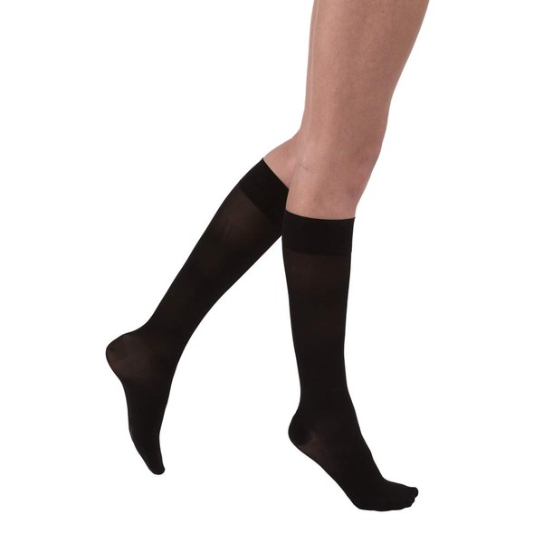 JOBST UltraSheer Knee High with SoftFit Technology Band, 20-30 mmHg Compression Stockings, Closed Toe, Small, Classic Black