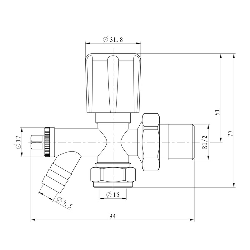 Vancoco Radiator Valve (Pair) - Angled Brass Radiator Valves with