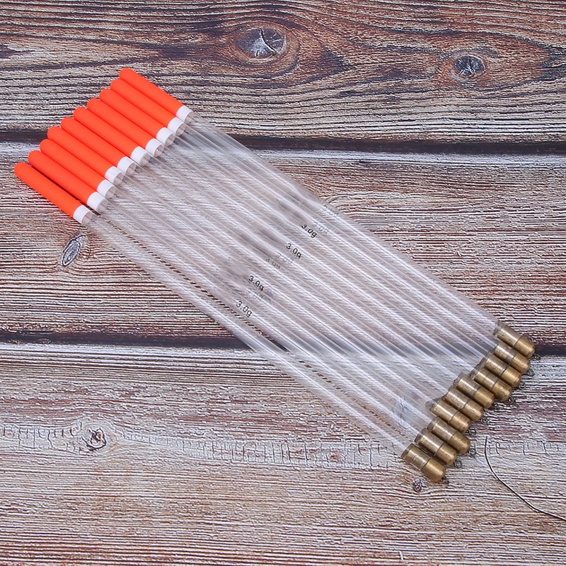 10 pcs Durable Plastic Fishing Floats Bobber Stick Tube Multi