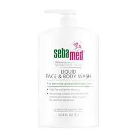 Sebamed Liquid Face and Body Wash For Sensitive Skin pH 5.5 Mild Gentle Hydrating Cleanser Hypoallergenic Dermatologist Recommended 33.8 Fluid Ounces (1 Liter) For Healthier Smoother Skin