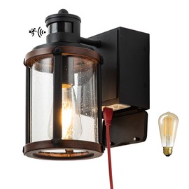 OUPAVOCS Outdoor Lights with GFCI Outlet, 3 Modes Motion Sensor Porch Lights for House, Dusk to Dawn Exterior Light Fixture Wall Mount, Waterproof Outside Wall Sconce for Garage, Patio(Bulb Included)