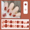 [ALLEVG] Nail Tips, 24 Pieces, Short, Red, Spring, Summer, Popular,