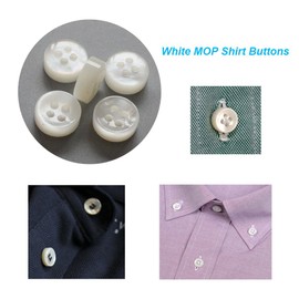 YaHoGa 20pcs 10mm Mother of Pearl Buttons White Mother of Pearl Buttons for Shirts 4mm Thick White Mop Shirt Buttons (White)