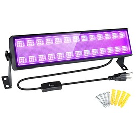 100W LED Black Light Bar, THECHAM 104 LEDs Blacklight Flood Light Bar, 385-400nm Glow in The Dark Party Supplies for Wedding Birthday Bedroom Stage Lighting Fluorescent Poster Body Paint