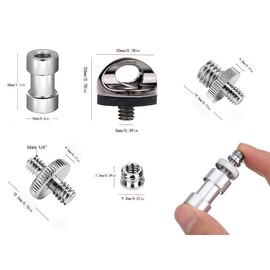 Camera Screw Thread Screw Inch Screws Camera Tripod Thread Adapter Screw Camera Screws Male Thread Screws Adapter Tripod Head Ball Head Tripod Adapter Inch Screw, 1/4 to 3/8 Inch Pack of 22