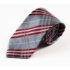 Mens Silver & Red Plaid Striped Patterned 8cm Neck Tie