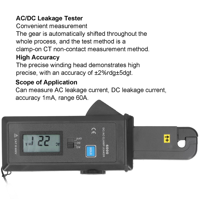 ETCR6000 AC/DC Clamp Leaker Leakage Current Tester 0mA‑60.0A 99 Units
