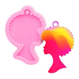 Super Glossy Woman Head Resin Mold Afro-Female Silicone Mould Craft Keychain Mold for DIY Keychain Necklace Charms Epoxy Resin Jewellery Making