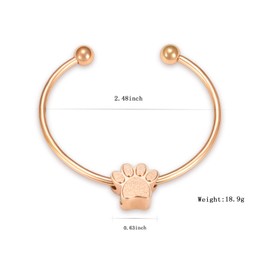 constantlife Cremation Bracelet for Pets Ashes - Dog Paw Pendant Bangle Stainless Steel Memorial Urn Jewelry (Rose Gold)