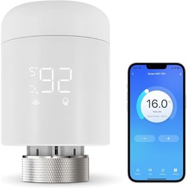 WiFi Radiator Thermostat, Smart Thermostat Heating, Programmable Heating Thermostat Supports Alexa, Google Home, Voice Control and Smart Life App Remote Control (No Zigbee Gateway Required)